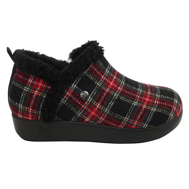 Alegria Cozee Plaidly Black Slipper