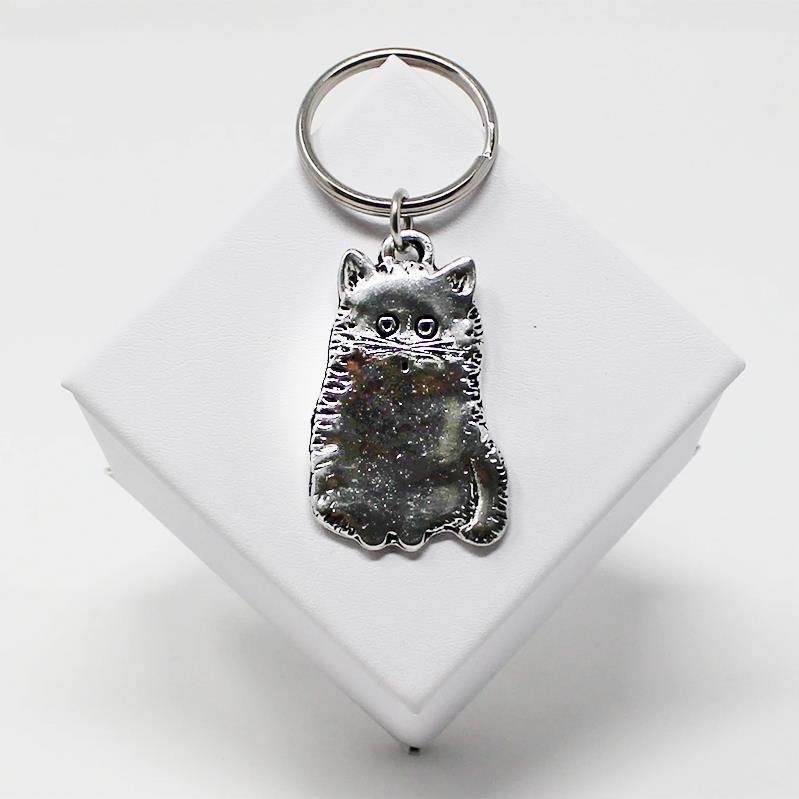 Maud Lewis Cat Pewter Keychain