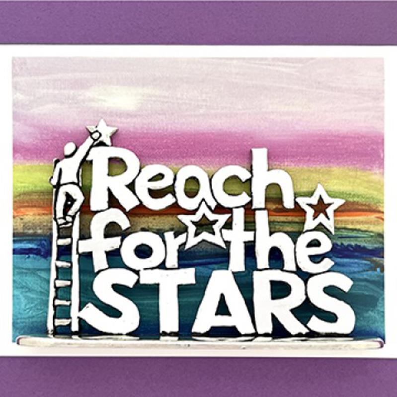 Basic Spirit Pewter Reach For The Stars Large Standing Word Plaque