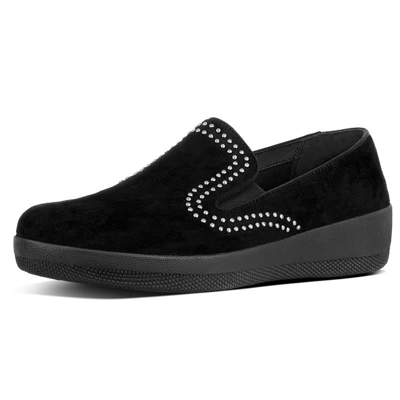 FitFlop Superskate Suede Loafers With Studs Black Coconut Creek